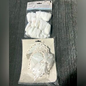 Wedding decorations paper hearts trim and plastic pom-poms